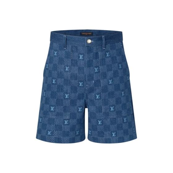 LV Embroidered Damier Denim Shorts