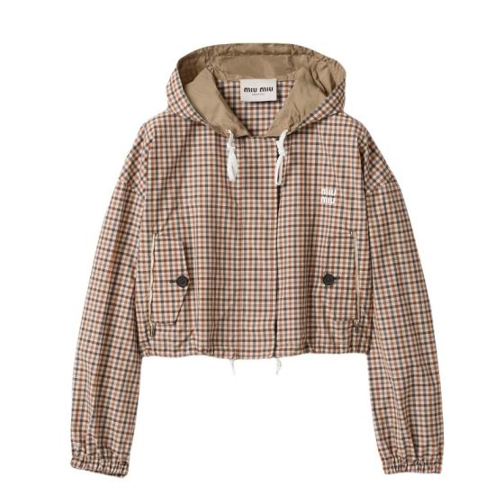 MIU MIU Vichy check technical fabric blouson jacket