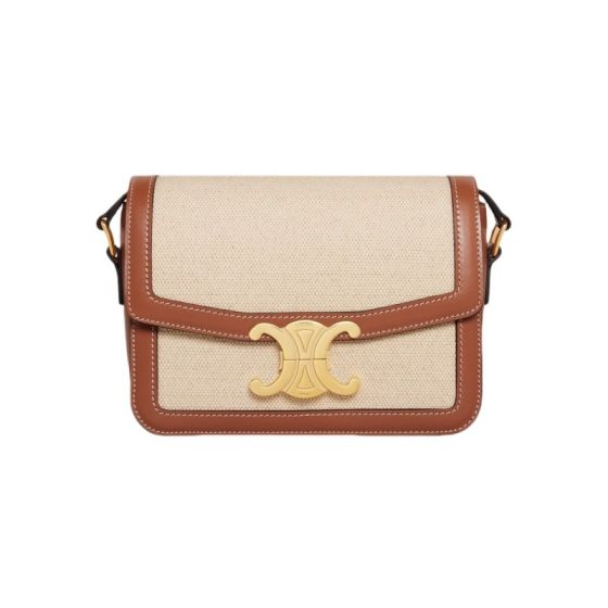 Celine TEEN TRIOMPHE BAG IN TEXTILE AND CALFSKIN