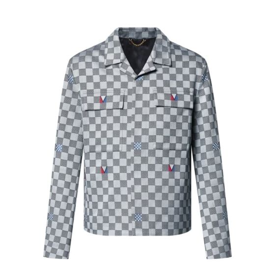 LV Damier Open Collar Cotton Overshirt