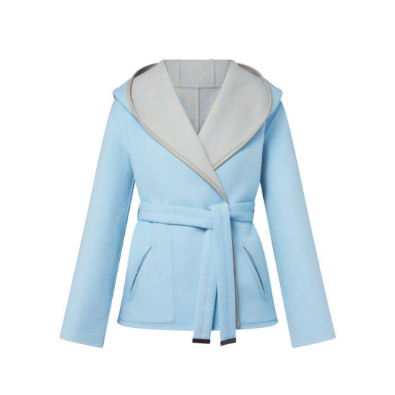 LV Reversible Signature Short Hooded Wrap Coat