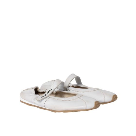 MIU MIU Bleached nappa leather ballerinas