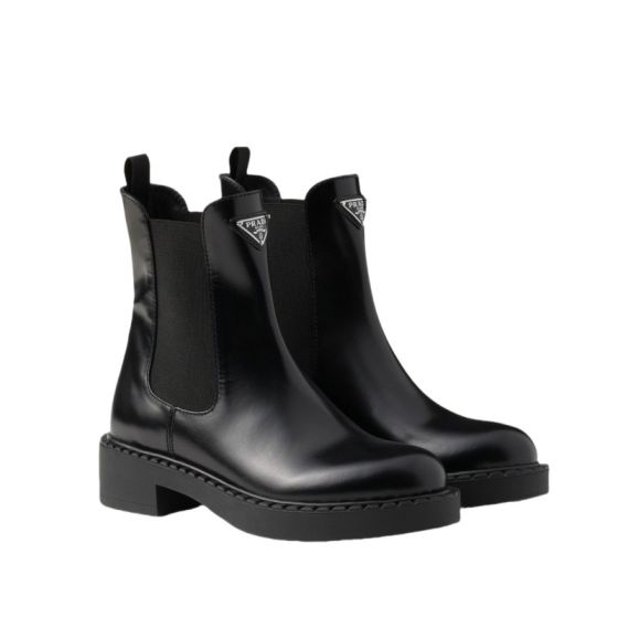 Prada Brushed leather Chelsea booties