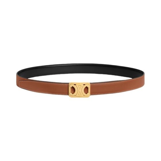 Celine MEDIUM REVERSIBLE FRAMED TRIOMPHE BELT in TAURILLON AND NATURAL CALFSKIN