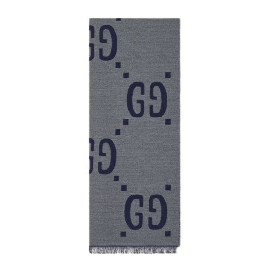 Gucci GG jacquard wool silk scarf