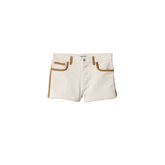 MIU MIU Denim and leather shorts