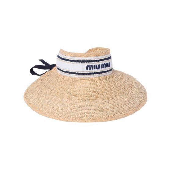 Miu Miu Raffia-effect fabric visor