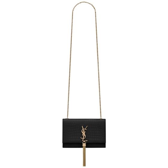 YSL KATE SMALL TASSEL IN CROCODILE-EMBOSSED LEATHER