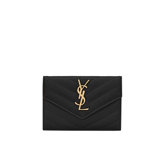 YSL CASSANDRE MATELASSÉ small envelope wallet in grain de poudre leather