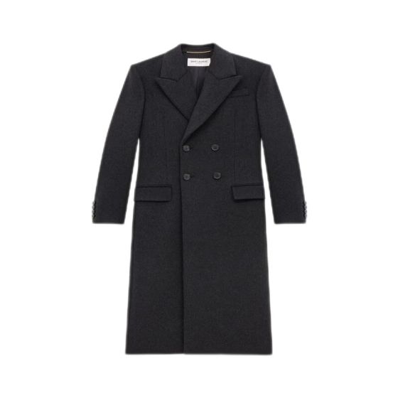 YSL long coat in cashmere and wool felt