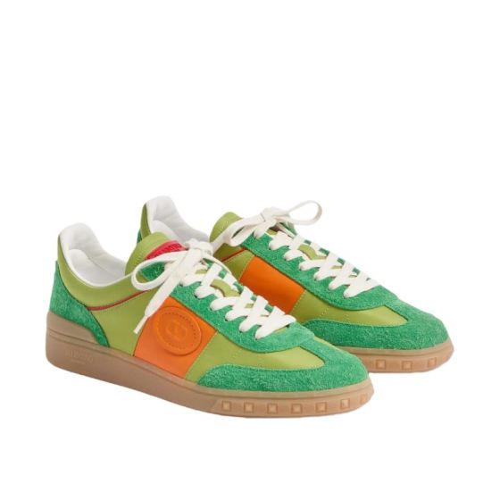 Valentino UPVILLAGE LOW TOP SNEAKER IN CRUST LEATHER AND NYLON