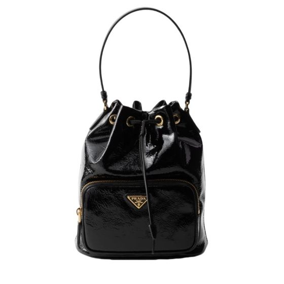 Prada Duet naplak patent leather bucket bag