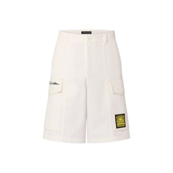 LV Embroidered Cotton Cargo Shorts