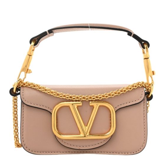 VALENTINO GARAVANI LOCÒ MICRO BAG IN CALFSKIN LEATHER WITH CHAIN