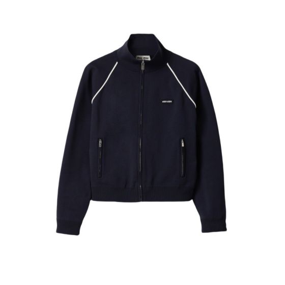 MIU MIU Technical yarn zipper cardigan