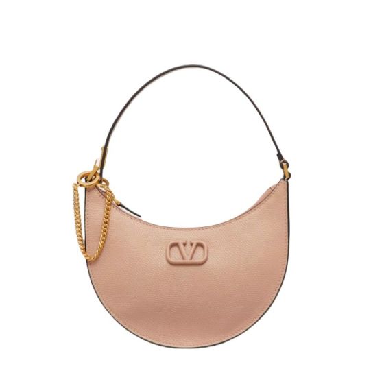 Valentino MINI VLOGO SIGNATURE GRAINY CALFSKIN HOBO BAG