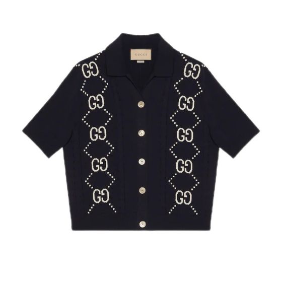 Gucci Cotton cardigan with GG intarsia