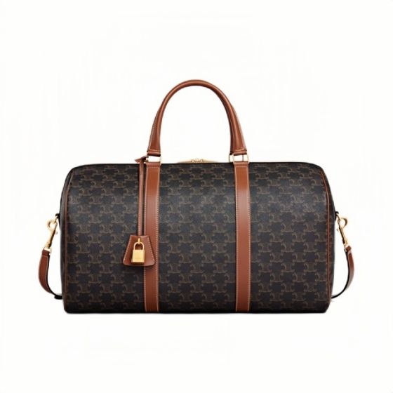 Celine MEDIUM TRAVEL BAG IN TRIOMPHE CANVAS AND CALFSKIN