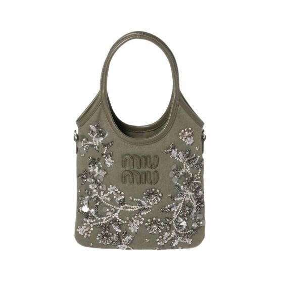 MIU MIU IVY embroidered gabardine bag
