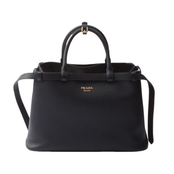 Prada Buckle medium leather handbag with double belt