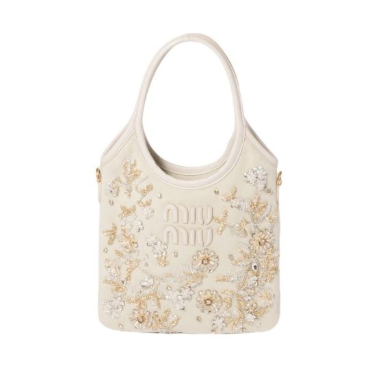 MIU MIU IVY embroidered gabardine bag