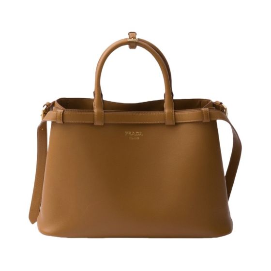 Prada Buckle medium leather handbag with double belt
