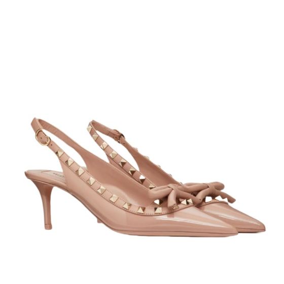 Valentino ROCKSTUD BOW SLINGBACK PATENT LEATHER PUMP