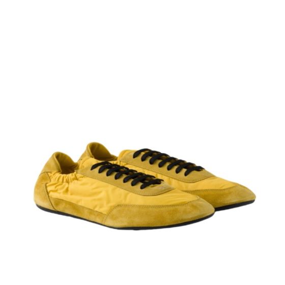 Prada Collapse Re-Nylon and suede elasticized sneakers