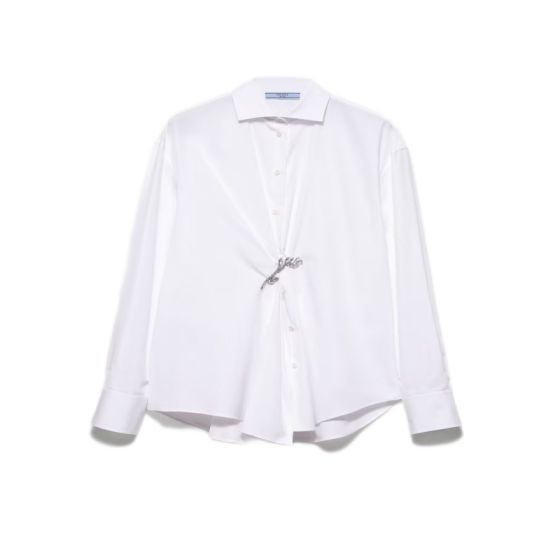 Prada Poplin shirt with crystal brooch