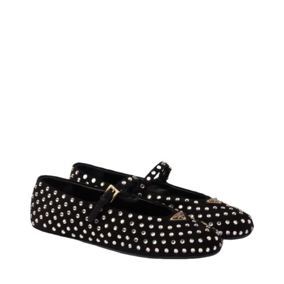 Prada Suede ballerinas with crystals
