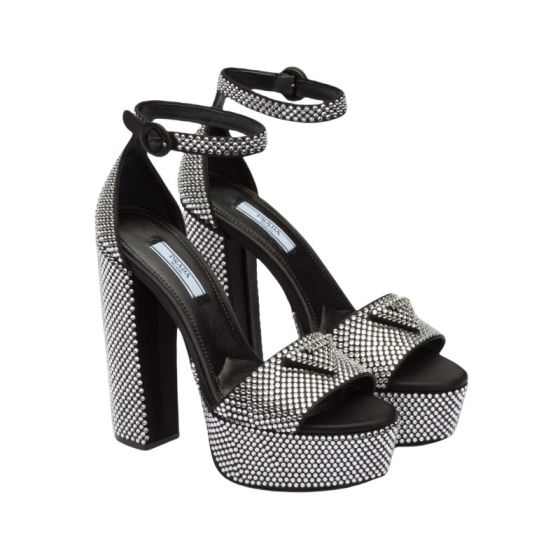 Prada Satin platform sandals with crystals