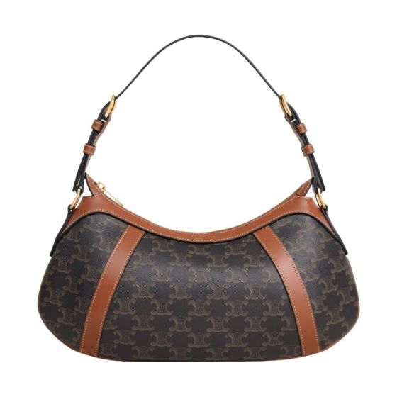 CELINE STRIPED HOBO IN TRIOMPHE CANVAS & CALFSKIN