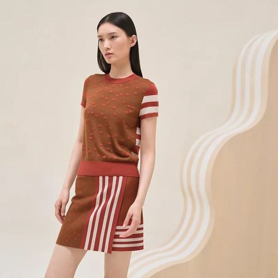 Hermès Cashmere "Garde-Robe Pop" short-sleeve sweater