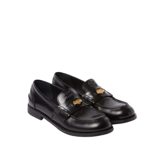 MIU MIU Brushed leather penny loafers