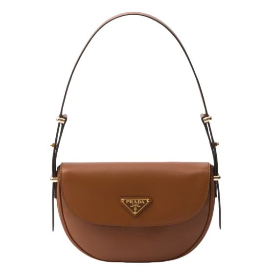 Prada Arqué leather shoulder bag with flap