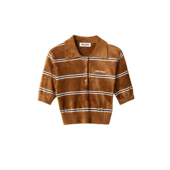 MIU MIU Striped viscose polo shirt