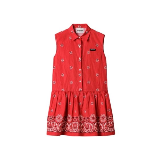 MIU MIU Slubbed poplin mini-dress