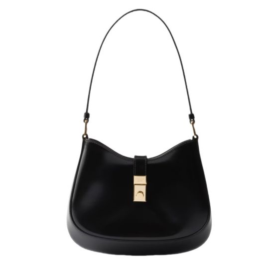 Prada Cleo brushed leather shoulder bag with clasp closure