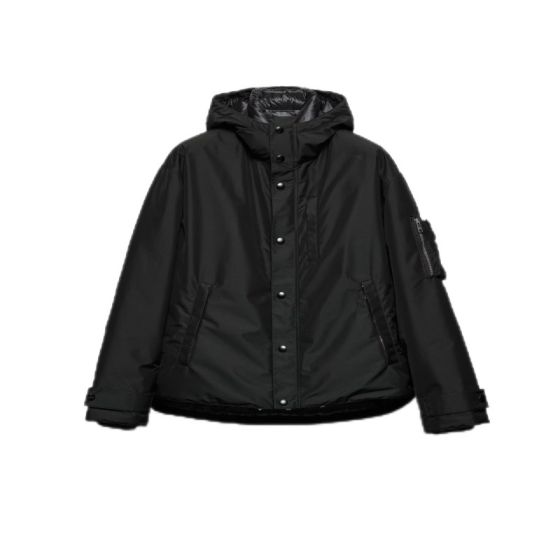 Prada Technical fabric down jacket with hood