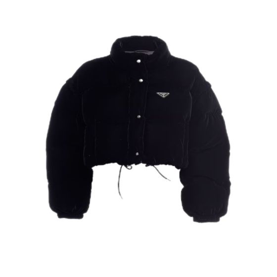 Prada Convertible cropped velvet down jacket