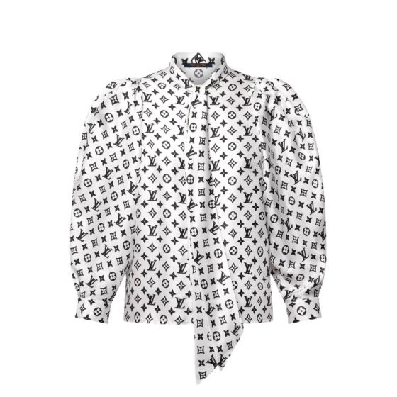 LV 3D Monogram Puff-Sleeve Blouse