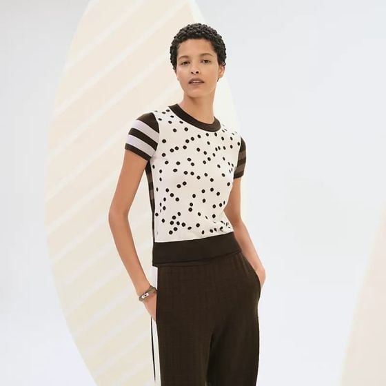 Hermès Cashmere "Garde-Robe Pop" short-sleeve sweater