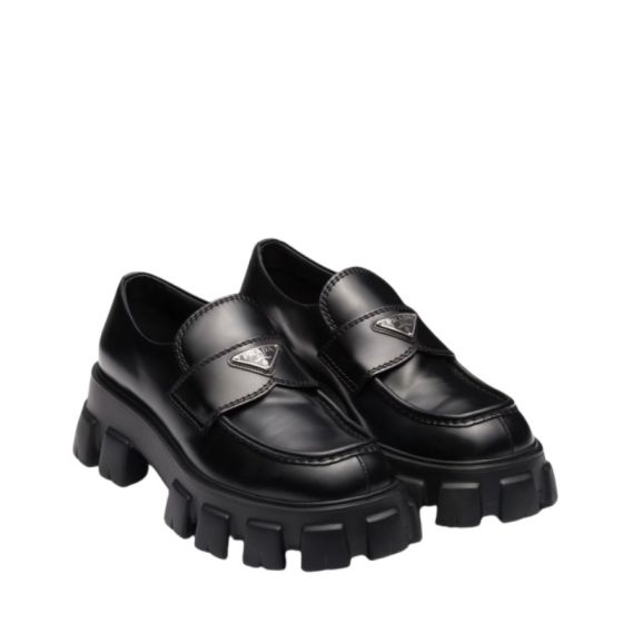 Prada Monolith brushed leather loafers