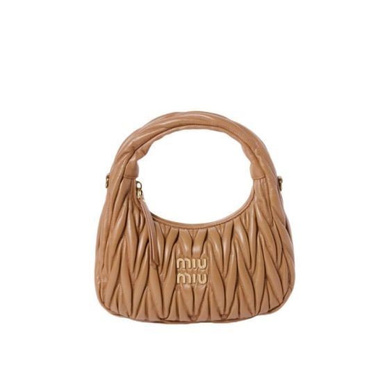 MIU MIU Wander matelassé nappa leather hobo bag