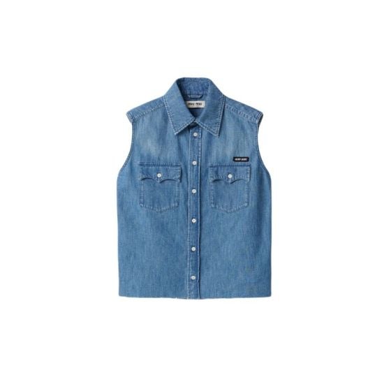 MIU MIU Sleeveless chambray shirt