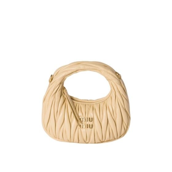 MIU MIU Wander matelassé nappa leather hobo mini-bag