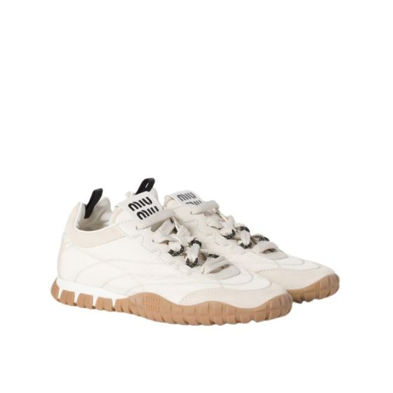 MIU MIU Tyre technical fabric and suede sneakers
