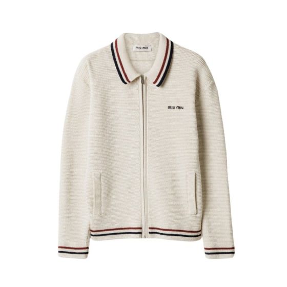 MIU MIU Cotton knit zipper cardigan