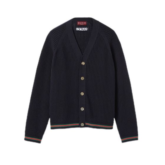 Gucci Ajour cotton knit cardigan with Web