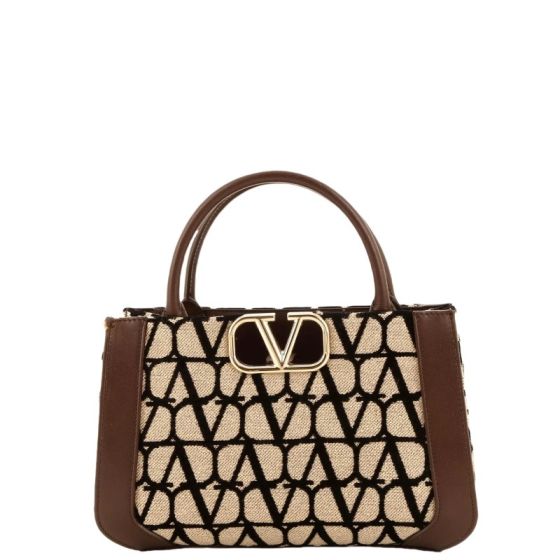 Valentino SMALL VLOGO SIGNATURE TOILE ICONOGRAPHE HANDBAG